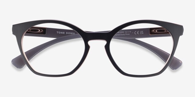 Oakley Tone Down Matte Clear Black PlasticEyeglass Frames from EyeBuyDirect, Closed View