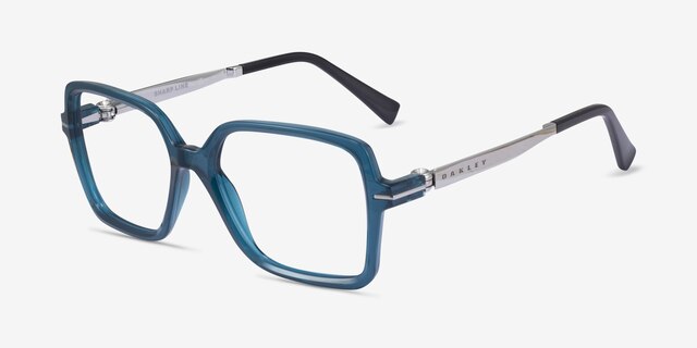 Oakley Sharp Line Clear Blue PlasticEyeglass Frames from EyeBuyDirect, Angle View