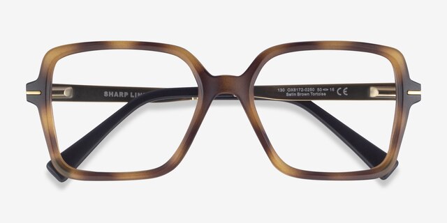 Oakley Sharp Line Matte Tortoise PlasticEyeglass Frames from EyeBuyDirect, Closed View