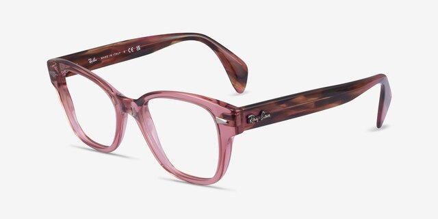 Ray-Ban RB0880 Clear Pink AcetateEyeglass Frames from EyeBuyDirect, Angle View