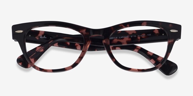 Ray-Ban RB2201V Laramie Pink Tortoise AcetateEyeglass Frames from EyeBuyDirect, Closed View