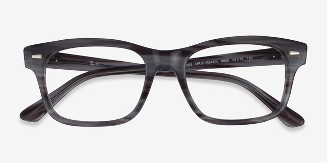 Ray-Ban RB5383 Striped Gray AcetateEyeglass Frames from EyeBuyDirect, Closed View