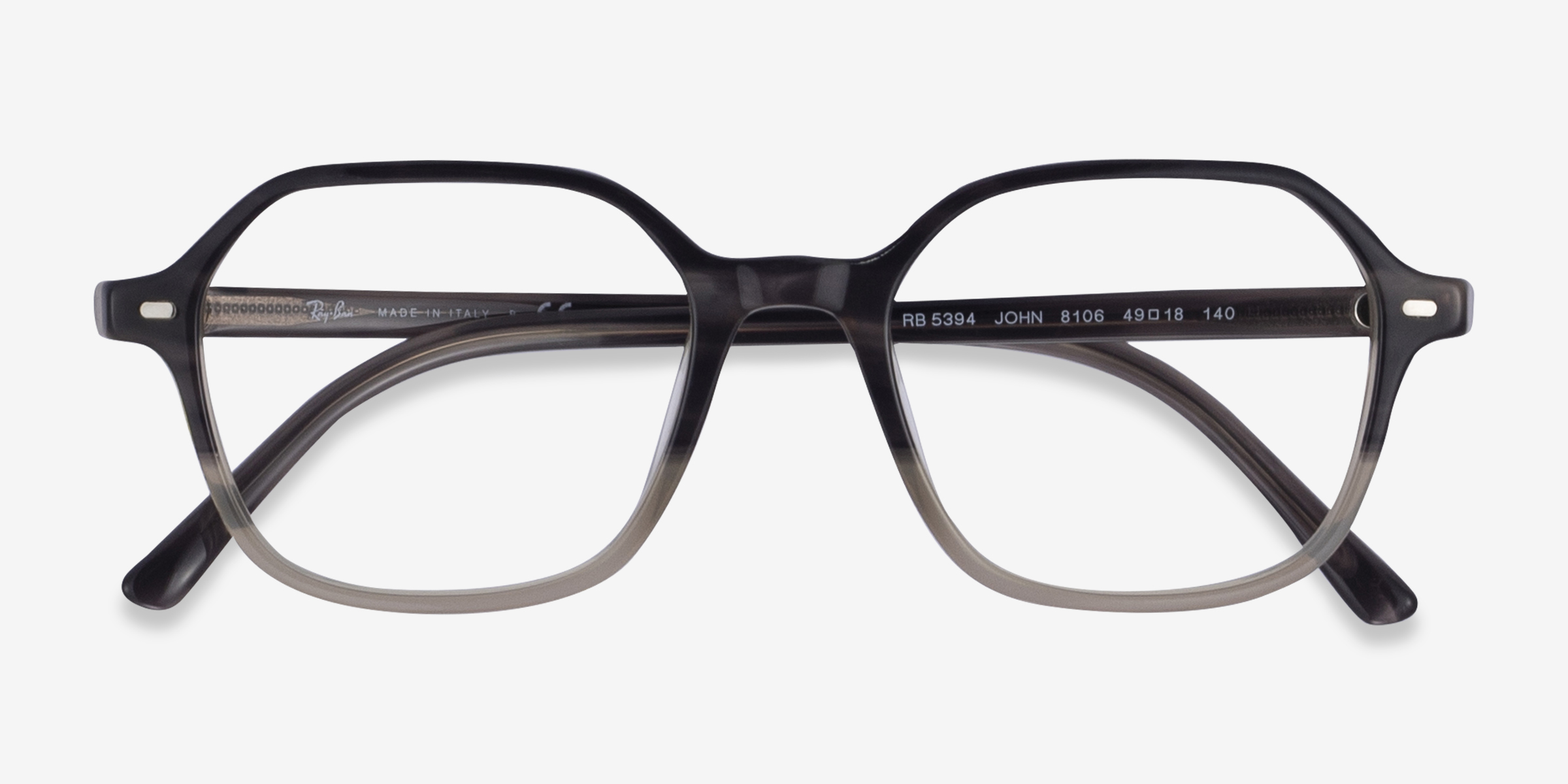 Ray-Ban RB5394 John - Square Striped Gray Tortoise Frame Eyeglasses ...