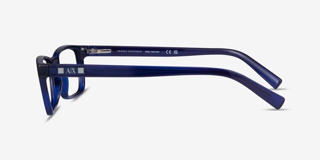 Armani Exchange AX3007 Shiny Transparent Blue PlasticEyeglass Frames from EyeBuyDirect, Side View