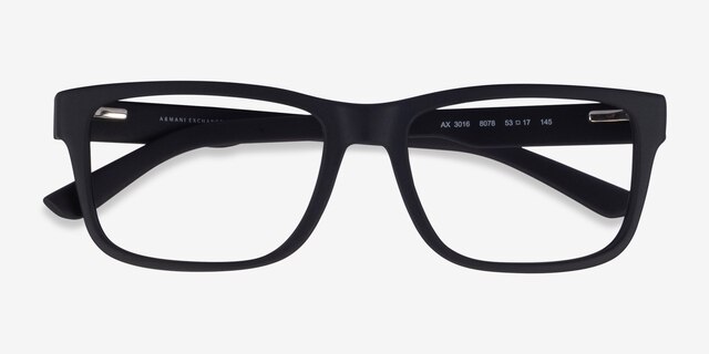 Armani Exchange AX3016 Matte Black PlasticEyeglass Frames from EyeBuyDirect, Closed View