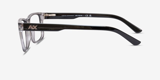 Armani Exchange AX3016 Shiny Transparent Gray PlasticEyeglass Frames from EyeBuyDirect, Side View