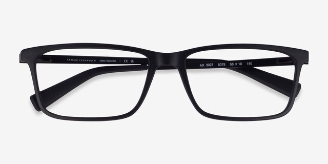 Armani Exchange AX3027 Matte Black Eco-friendlyEyeglass Frames from EyeBuyDirect, Closed View