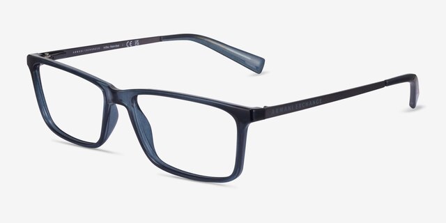 Armani Exchange AX3027 Matte Transparent Blue Eco-friendlyEyeglass Frames from EyeBuyDirect, Angle View