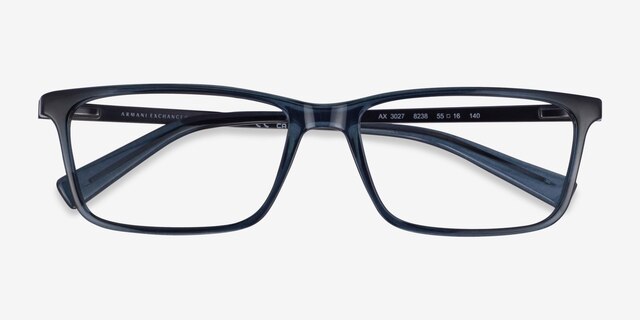 Armani Exchange AX3027 Matte Transparent Blue Eco-friendlyEyeglass Frames from EyeBuyDirect, Closed View