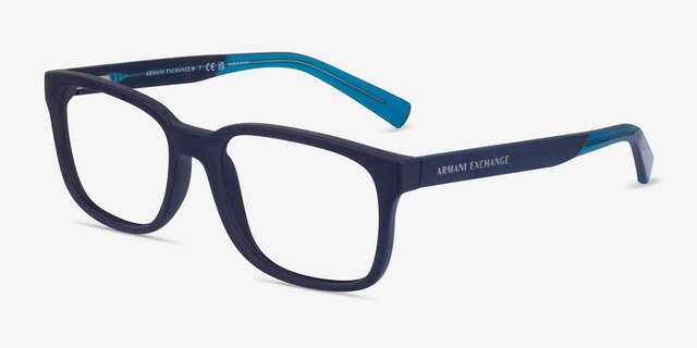 Armani Exchange AX3029 Matte Blue PlasticEyeglass Frames from EyeBuyDirect, Angle View