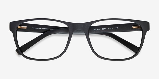 Armani Exchange AX3034 Matte Black PlasticEyeglass Frames from EyeBuyDirect, Closed View