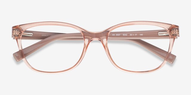 Armani Exchange AX3037 Transparent Champagne PlasticEyeglass Frames from EyeBuyDirect, Closed View
