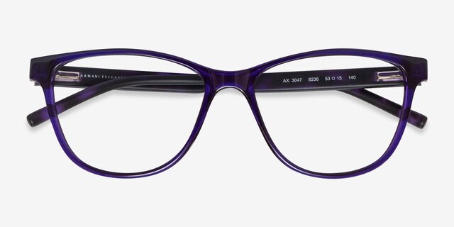Armani Exchange AX3047 Shiny Purple PlasticEyeglass Frames from EyeBuyDirect, Closed View