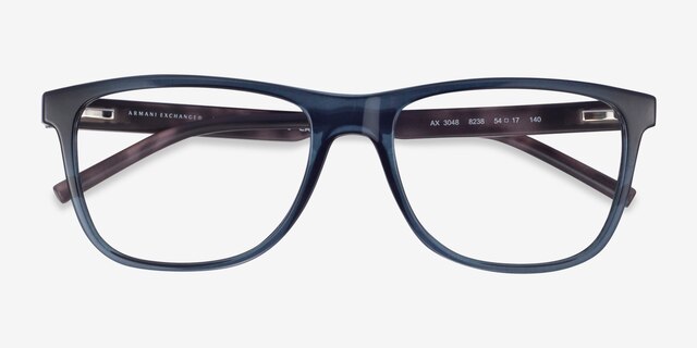 Armani Exchange AX3048 Clear Navy PlasticEyeglass Frames from EyeBuyDirect, Closed View