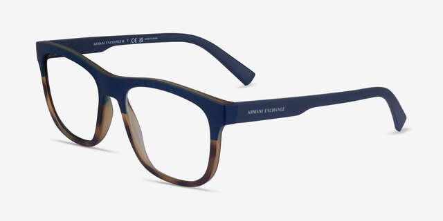 Armani Exchange AX3050 Matte Blue Tortoise PlasticEyeglass Frames from EyeBuyDirect, Angle View