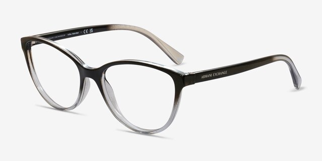 Armani Exchange AX3053 Shiny Black Gray PlasticEyeglass Frames from EyeBuyDirect, Angle View