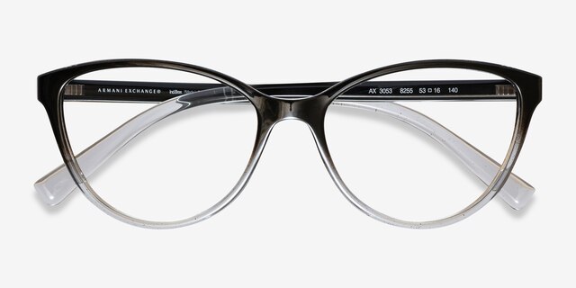 Armani Exchange AX3053 Shiny Black Gray PlasticEyeglass Frames from EyeBuyDirect, Closed View