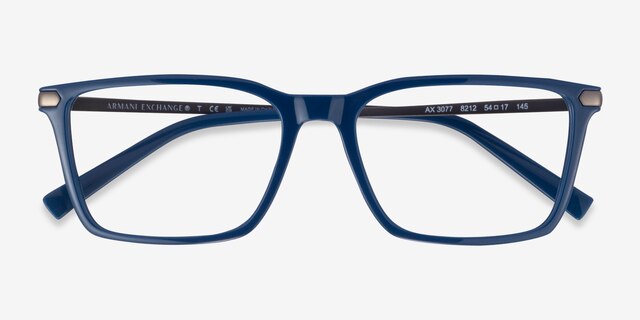 Armani Exchange AX3077 Blue PlasticEyeglass Frames from EyeBuyDirect, Closed View