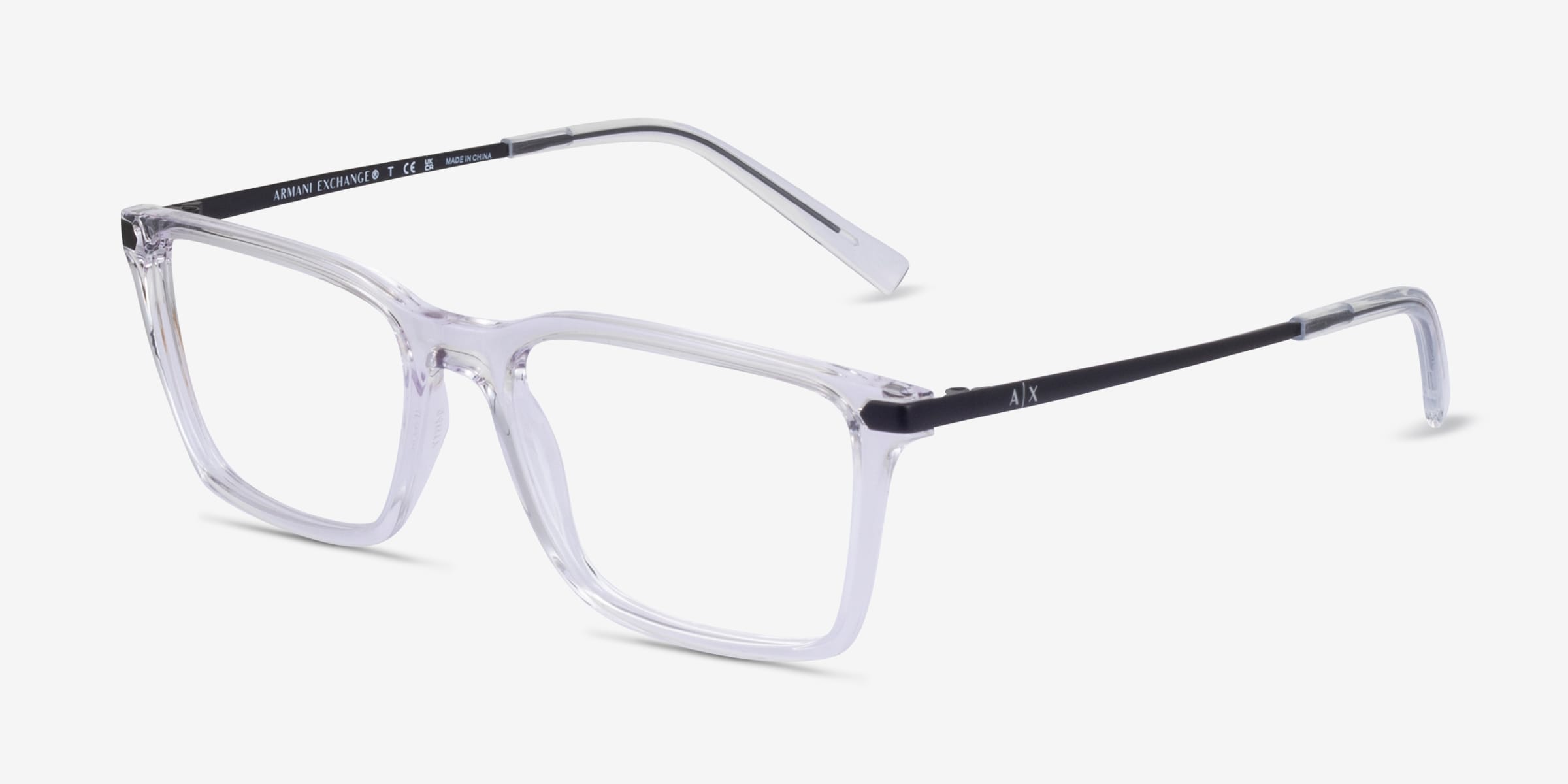 Armani Exchange AX3077 - Rectangle Crystal Clear Frame Eyeglasses