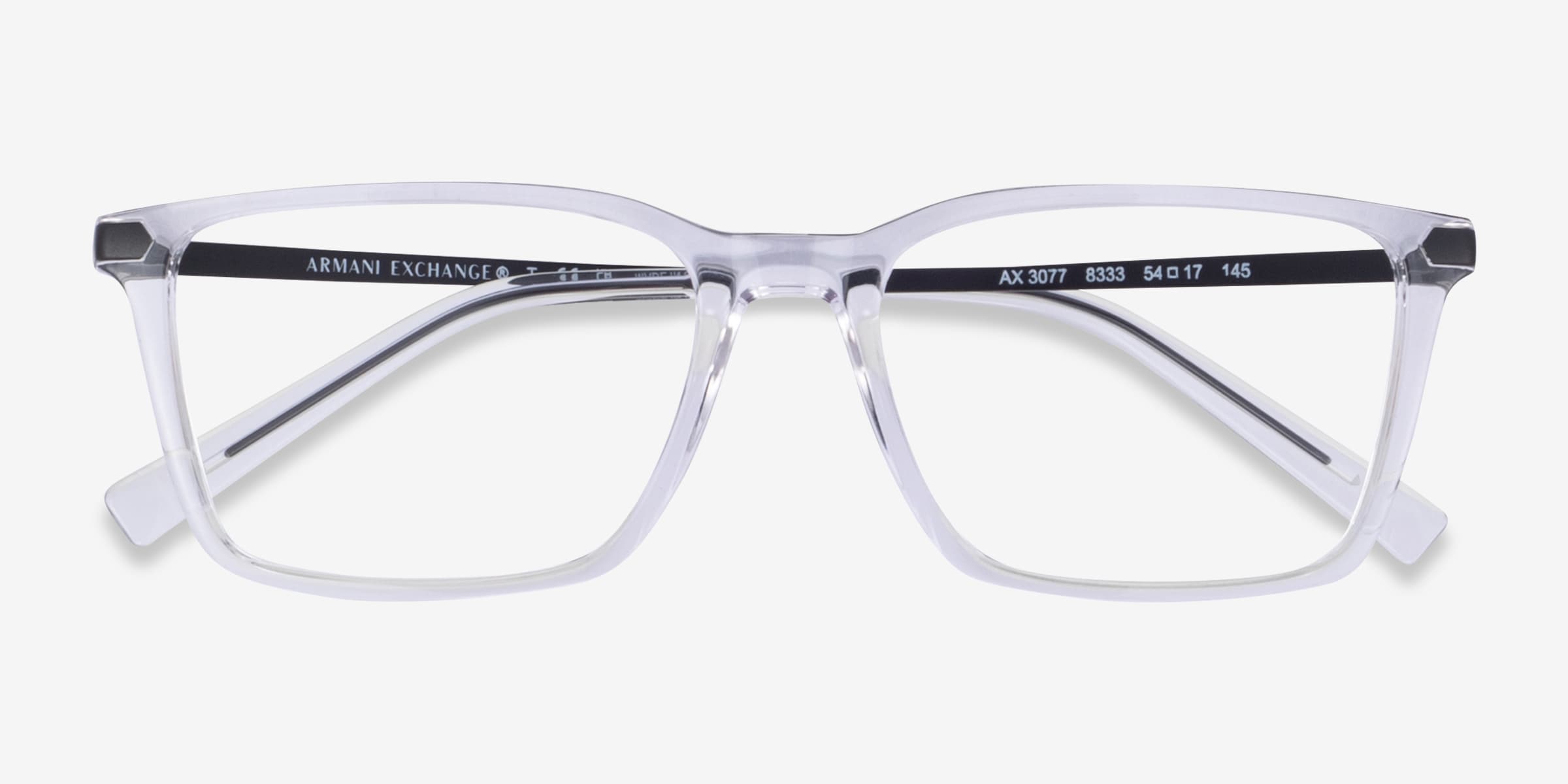 Armani Exchange AX3077 - Rectangle Crystal Clear Frame Eyeglasses