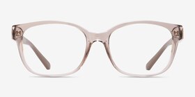 Armani Exchange AX3098 Shiny Transparent Brown Plastique Montures de lunettes de vue d'EyeBuyDirect, Vue de Face