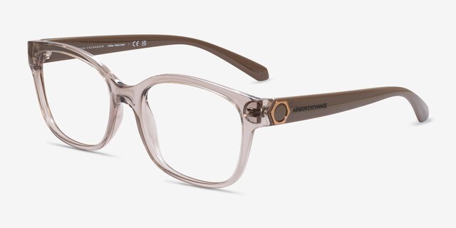 Armani Exchange AX3098 Shiny Transparent Brown PlasticEyeglass Frames from EyeBuyDirect, Angle View