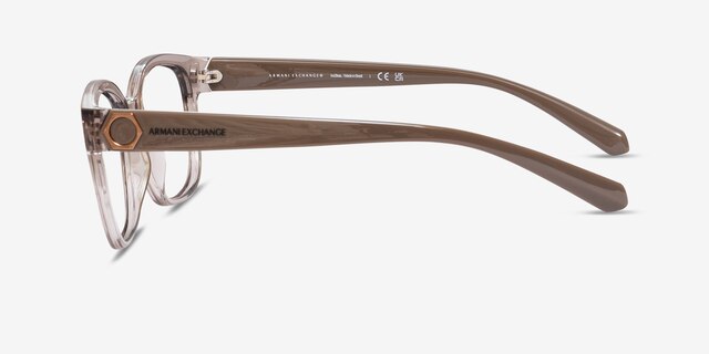 Armani Exchange AX3098 Shiny Transparent Brown PlasticEyeglass Frames from EyeBuyDirect, Side View