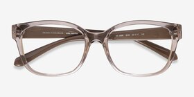 Armani Exchange AX3098 Shiny Transparent Brown Plastique Montures de lunettes de vue d'EyeBuyDirect, Vue Rapprochée