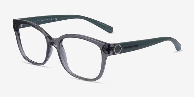 Armani Exchange AX3098 Shiny Transparent Gray PlasticEyeglass Frames from EyeBuyDirect, Angle View