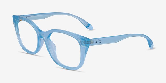 Armani Exchange AX3099U Shiny Transparent Blue Eco-friendlyEyeglass Frames from EyeBuyDirect, Angle View