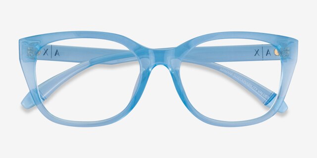 Armani Exchange AX3099U Shiny Transparent Blue Eco-friendlyEyeglass Frames from EyeBuyDirect, Closed View