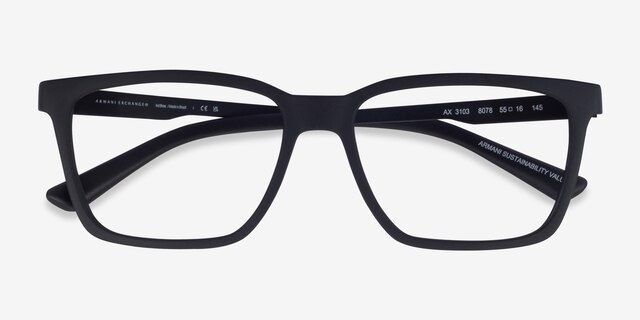 Armani Exchange AX3103 Matte Black Eco-friendlyEyeglass Frames from EyeBuyDirect, Closed View