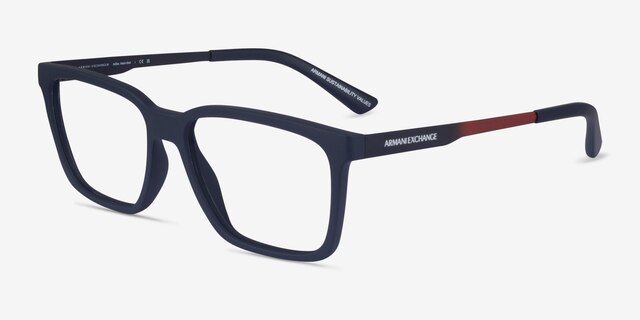 Armani Exchange AX3103 Matte Navy Éco-responsableMontures de lunettes de vue d'EyeBuyDirect, Vue d'Angle