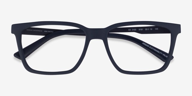 Armani Exchange AX3103 Matte Navy Éco-responsableMontures de lunettes de vue d'EyeBuyDirect, Vue Rapprochée