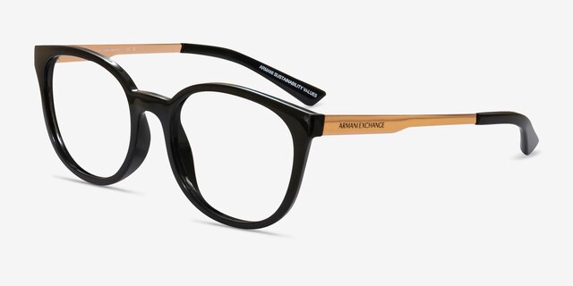Armani Exchange AX3104 Shiny Black AcetateEyeglass Frames from EyeBuyDirect, Angle View