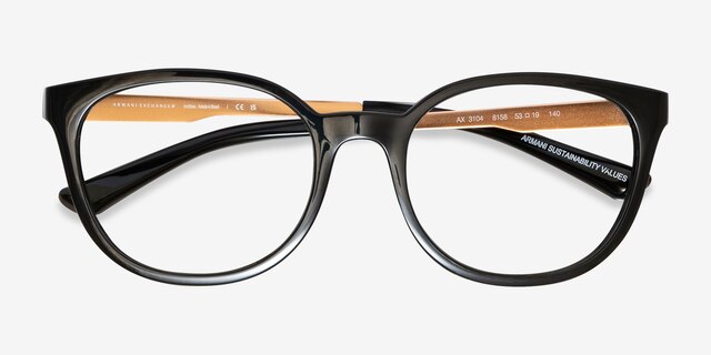 Armani Exchange AX3104 Shiny Black AcetateEyeglass Frames from EyeBuyDirect, Closed View