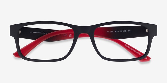 Armani Exchange AX3106 Matte Black Eco-friendlyEyeglass Frames from EyeBuyDirect, Closed View