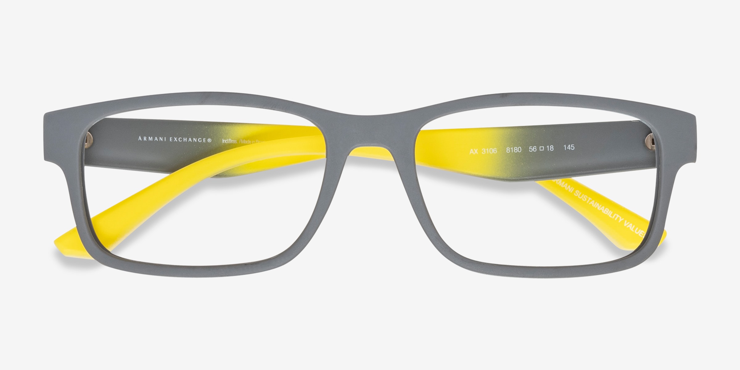 Armani Exchange AX3106 - Rectangle Matte Gray Frame Eyeglasses