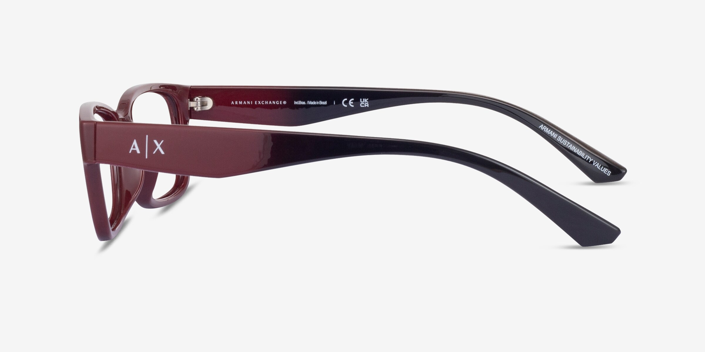 Armani Exchange AX3107U - Rectangle Dark Red Frame Glasses 