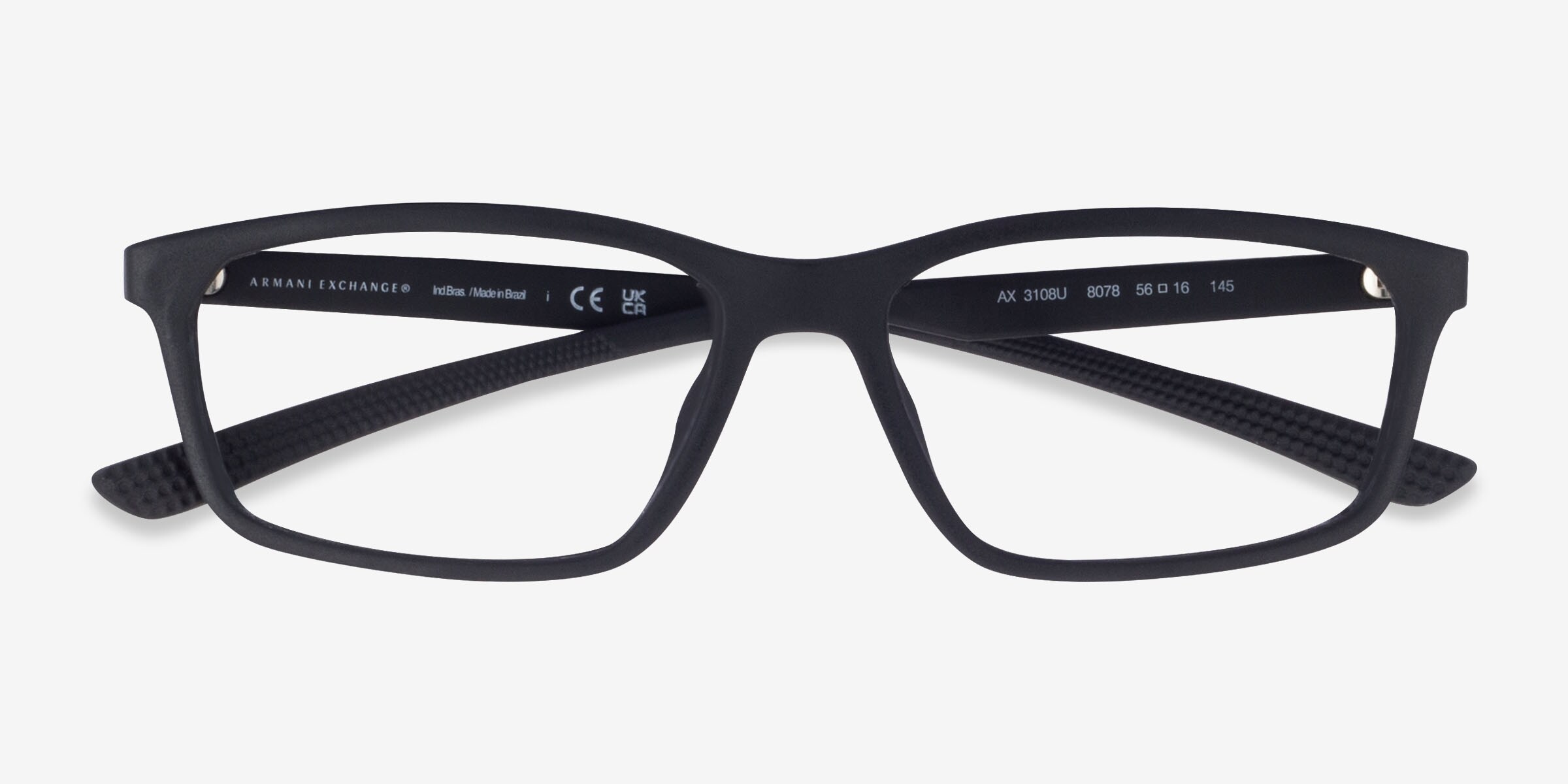 Armani Exchange AX3108U - Rectangle Matte Black Frame Eyeglasses