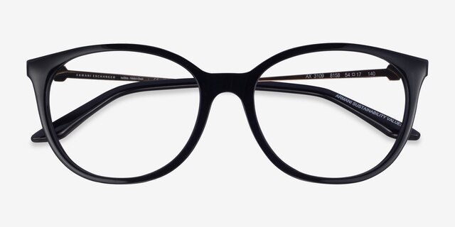 Armani Exchange AX3109 Shiny Black Eco-friendlyEyeglass Frames from EyeBuyDirect, Closed View