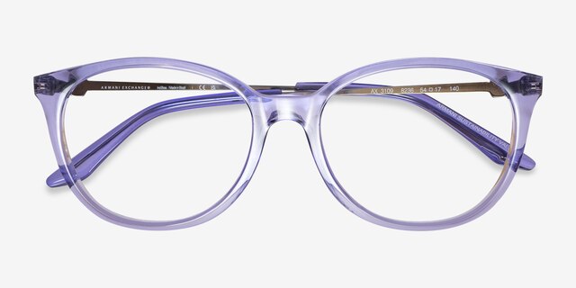 Armani Exchange AX3109 Shiny Transparent Purple Eco-friendlyEyeglass Frames from EyeBuyDirect, Closed View