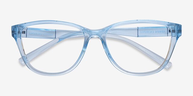 Armani Exchange AX3111U Shiny Transparent Blue Eco-friendlyEyeglass Frames from EyeBuyDirect, Closed View