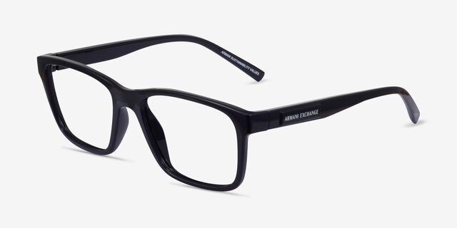 Armani Exchange AX3114 Shiny Black Eco-friendlyEyeglass Frames from EyeBuyDirect, Angle View