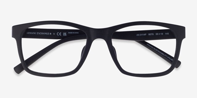 Armani Exchange AX3114F Matte Black AcetateEyeglass Frames from EyeBuyDirect, Closed View