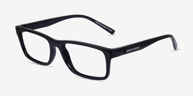 Armani Exchange AX3115 Shiny Black Eco-friendlyEyeglass Frames from EyeBuyDirect, Angle View