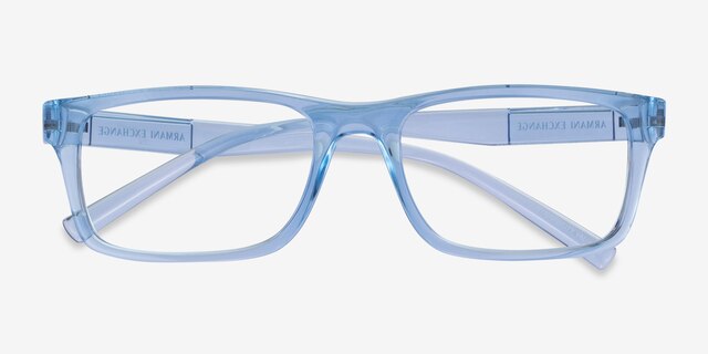 Armani Exchange AX3115 Shiny Transparent Blue Eco-friendlyEyeglass Frames from EyeBuyDirect, Closed View
