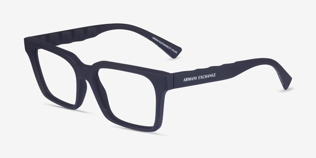 Armani Exchange AX3122 Bleu marine Éco-responsableMontures de lunettes de vue d'EyeBuyDirect, Vue d'Angle