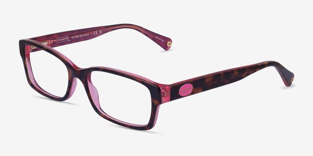 Coach HC6040 Brooklyn Pink Tortoise AcetateEyeglass Frames from EyeBuyDirect, Angle View