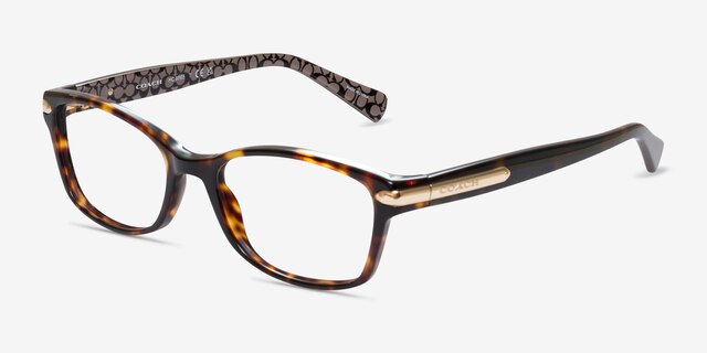 Coach HC6065 Dark Tortoise AcetateEyeglass Frames from EyeBuyDirect, Angle View